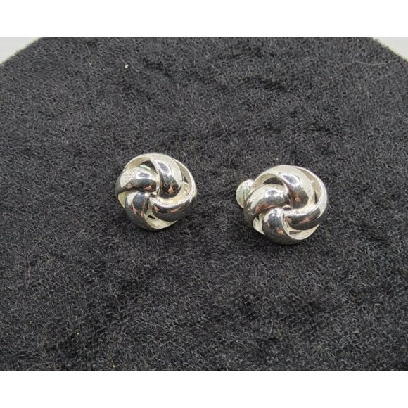 Vintage NWH Silver Tone Small Clip on Infinity Loops Earrings - Picture 2 of 4